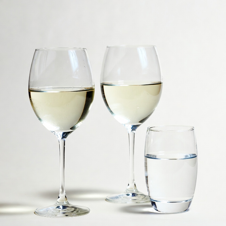 Two Wine Glasses and Water Glass Two Wine Glasses and Water Glass