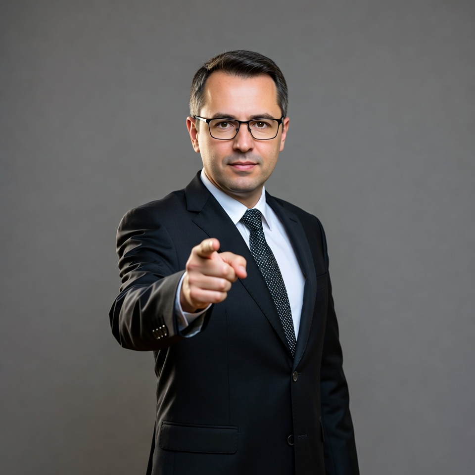 Man in suit pointing finger Man in suit pointing finger