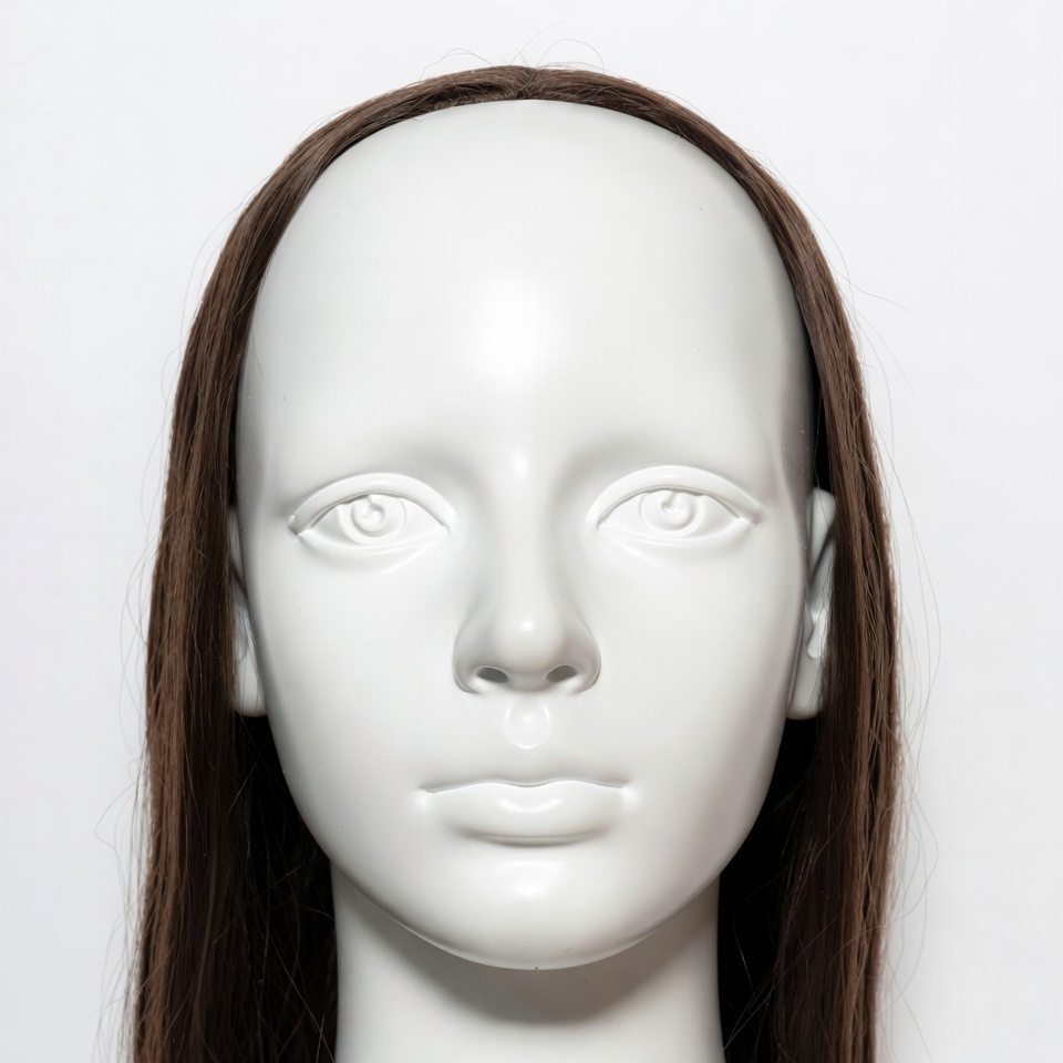Mannequin head with long brown hair Mannequin head with long brown hair