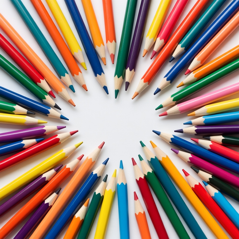 Colorful Pencils Arranged in Circle Colorful Pencils Arranged in Circle