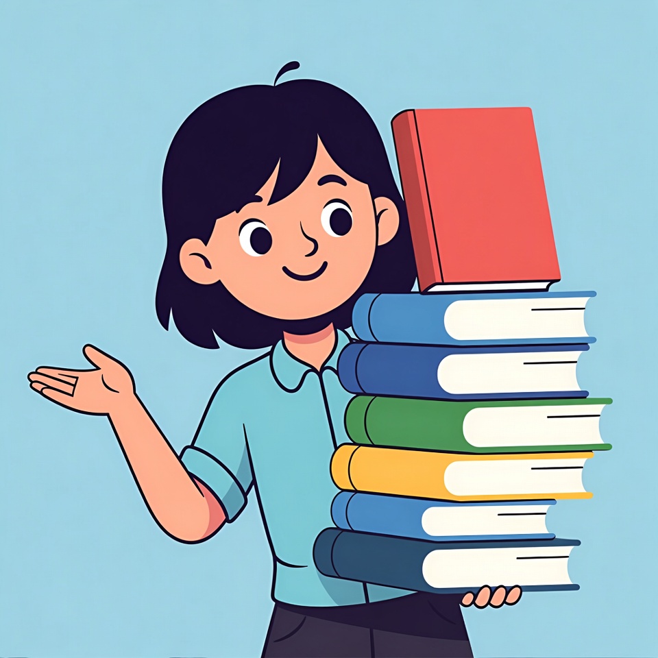 Girl holding stack of books Girl holding stack of books