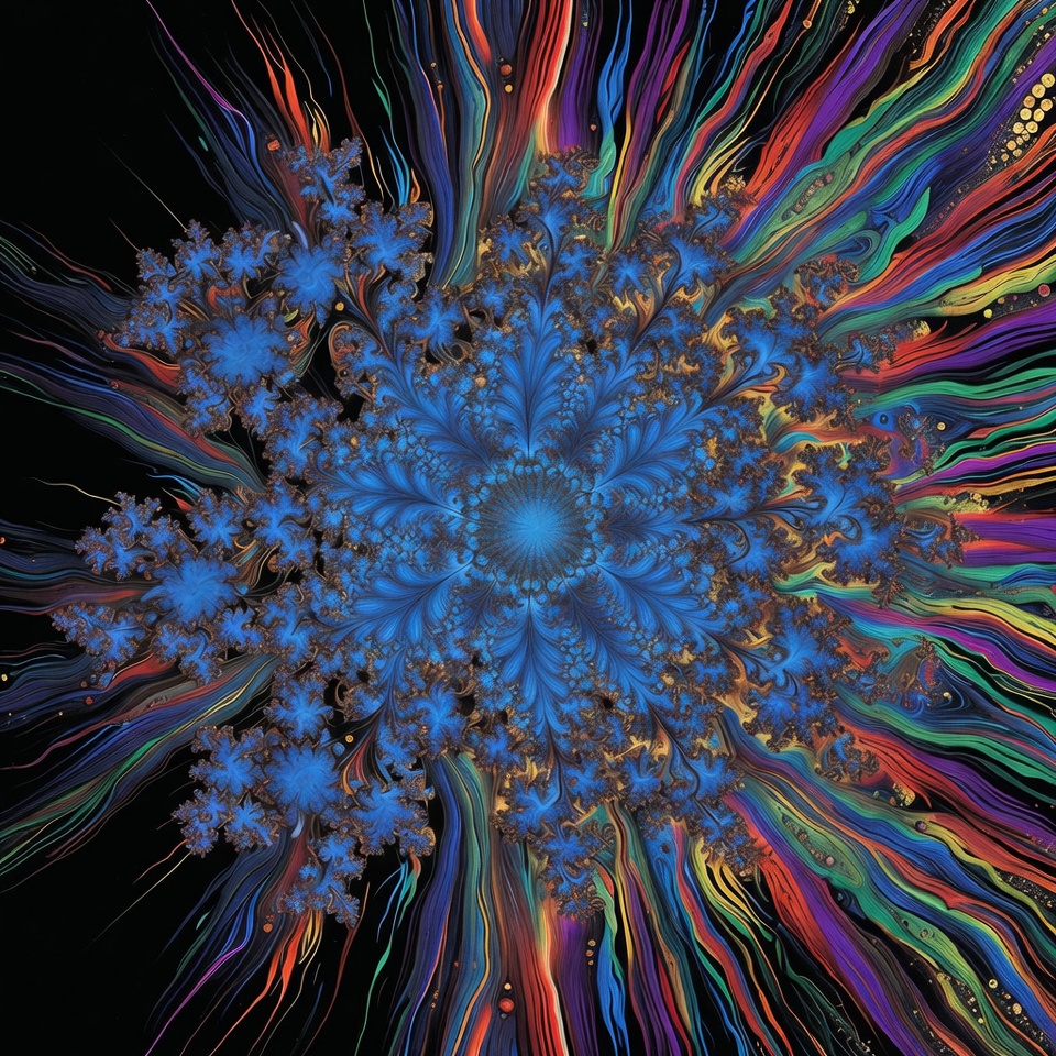 Vibrant Blue Fractal Snowflake Burst Vibrant Blue Fractal Snowflake Burst