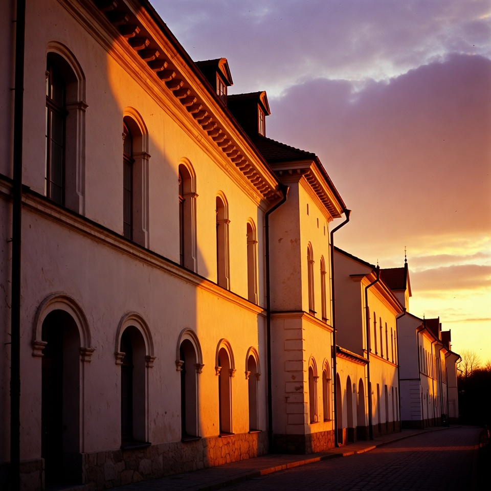 White Historic Building at Sunset White Historic Building at Sunset