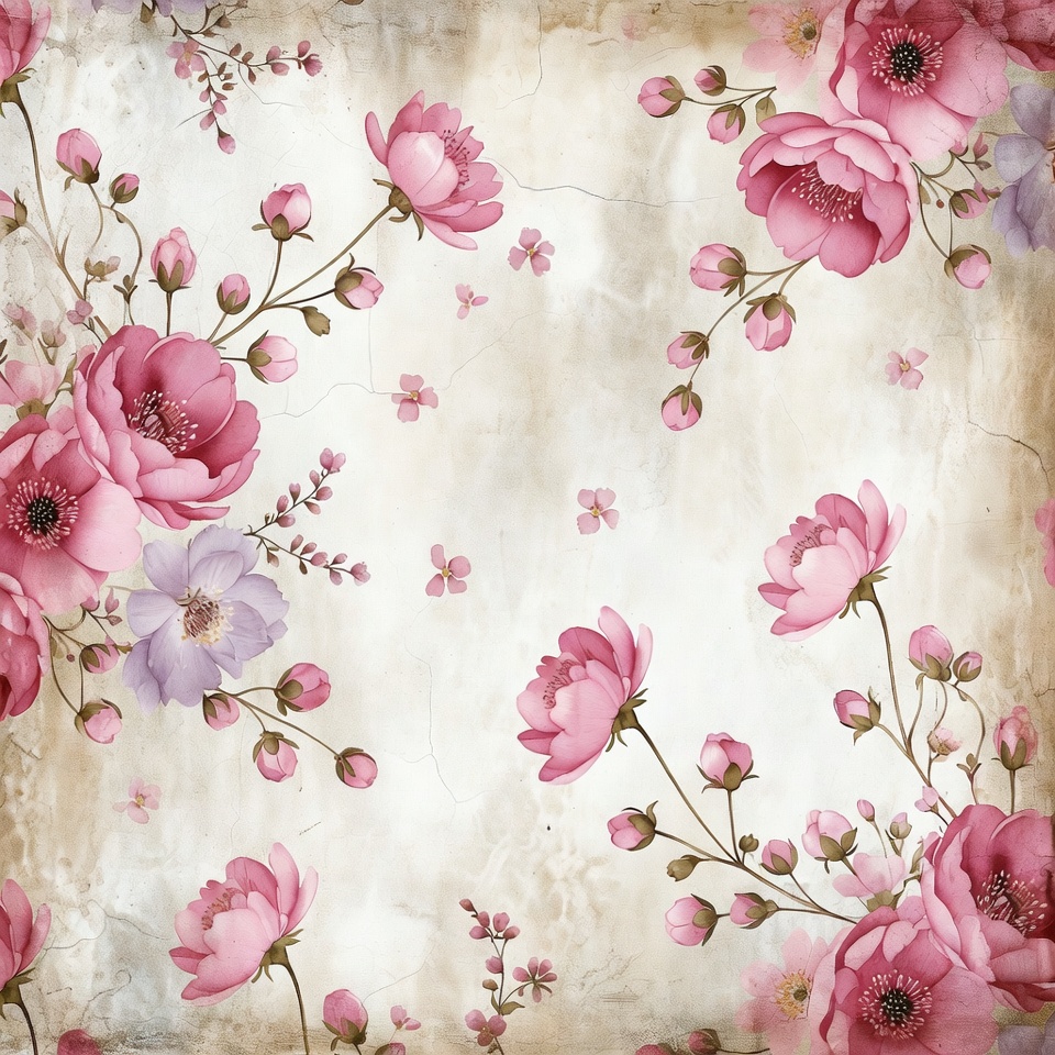Pink Roses on Vintage Textured Background Pink Roses on Vintage Textured Background