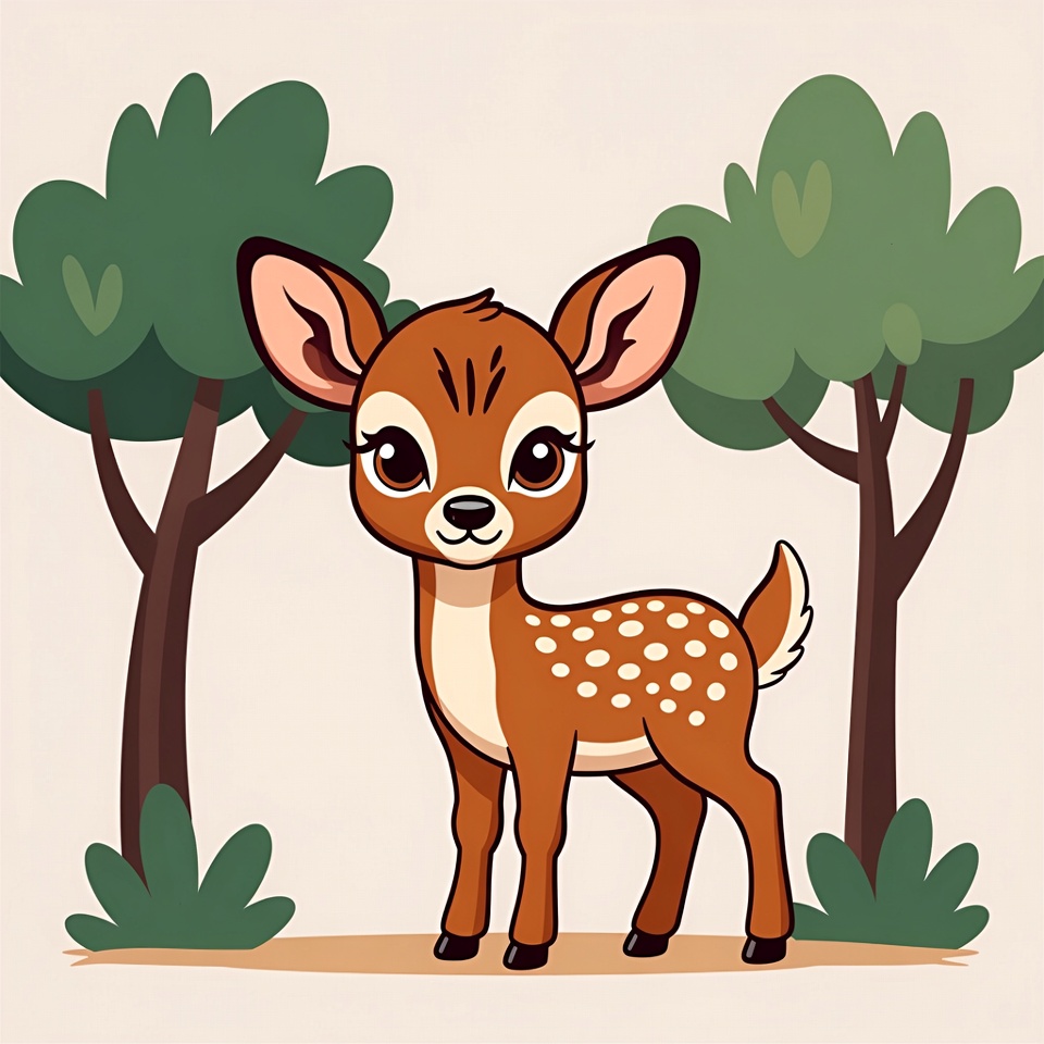 Cute baby deer in forest Cute baby deer in forest