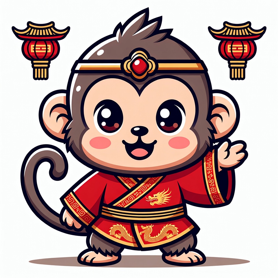 Cute Chinese Monkey King Illustration Cute Chinese Monkey King Illustration