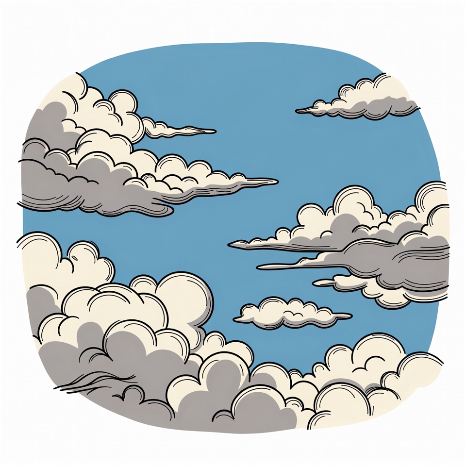 Fluffy Clouds in Blue Sky Illustration Fluffy Clouds in Blue Sky Illustration