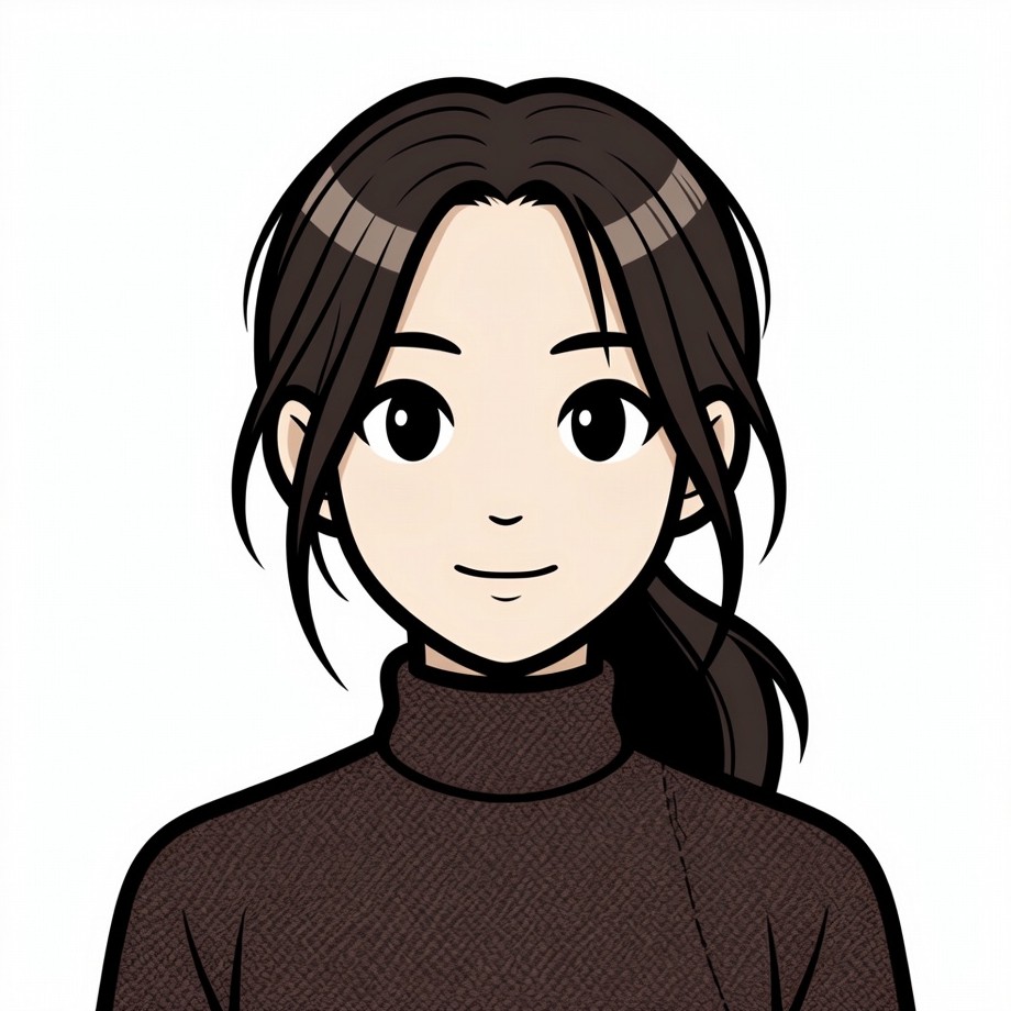 Anime girl with ponytail in turtleneck Anime girl with ponytail in turtleneck