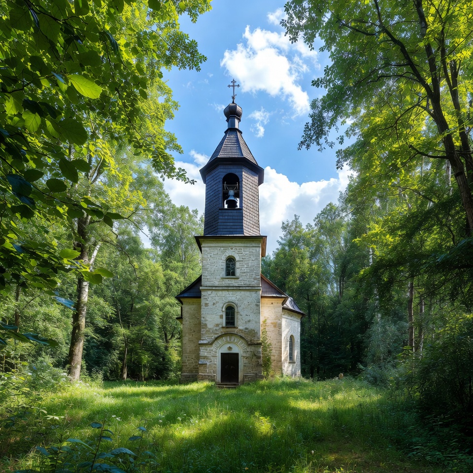 Orthodox Church in Lush Forest Orthodox Church in Lush Forest