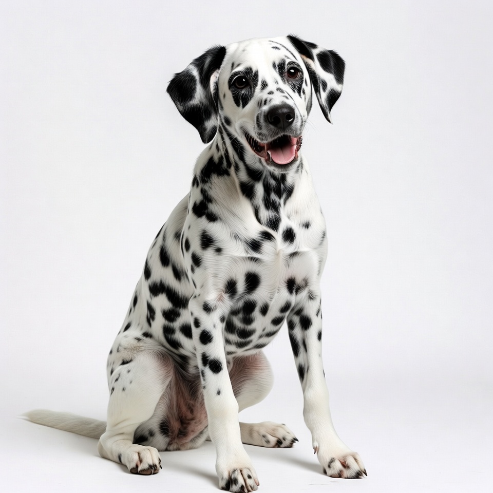 Dalmatian dog sitting on white background Dalmatian dog sitting on white background