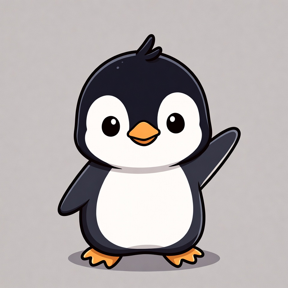 Cute cartoon penguin waving Cute cartoon penguin waving