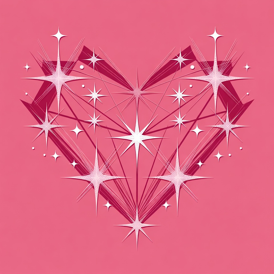 Pink Heart with White Stars Pink Heart with White Stars