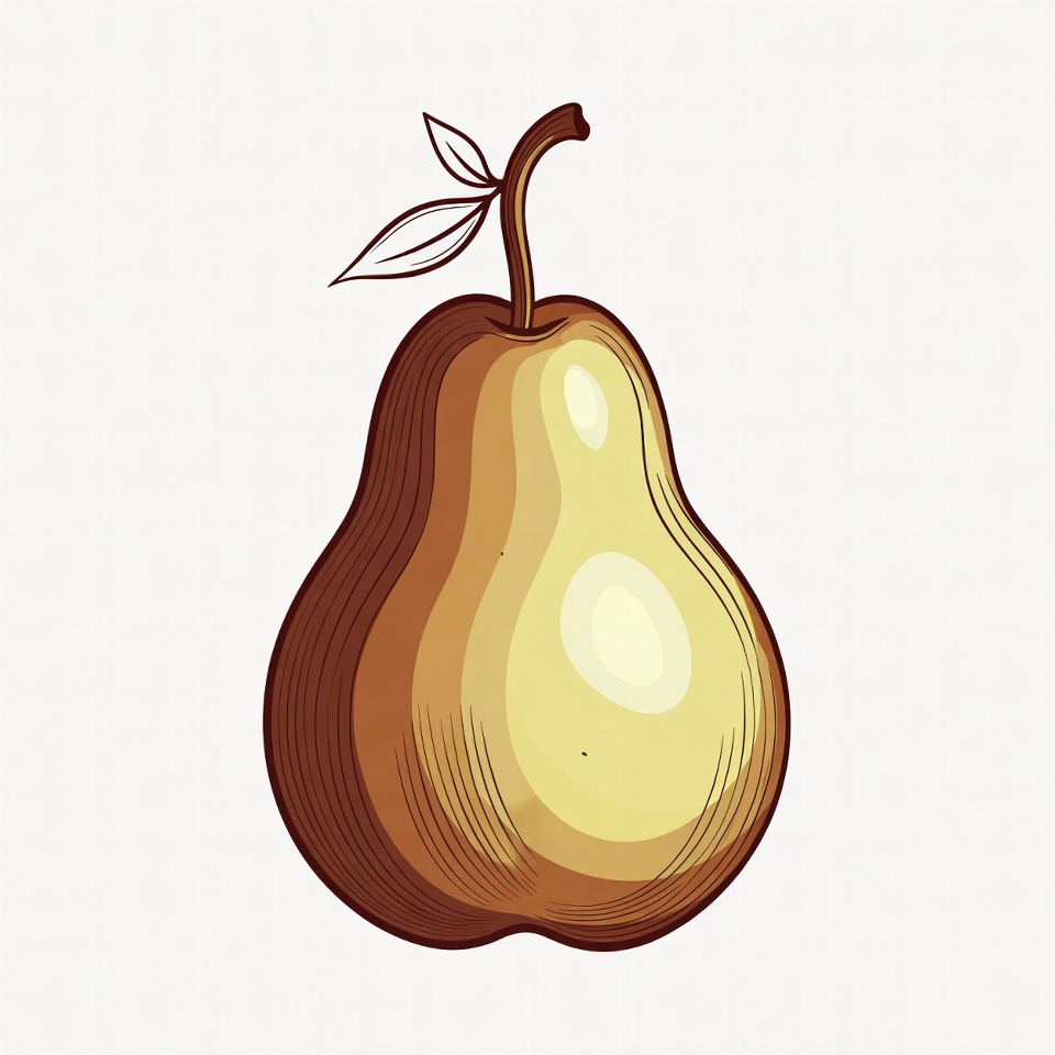 Pear with Leaf Illustration Pear with Leaf Illustration