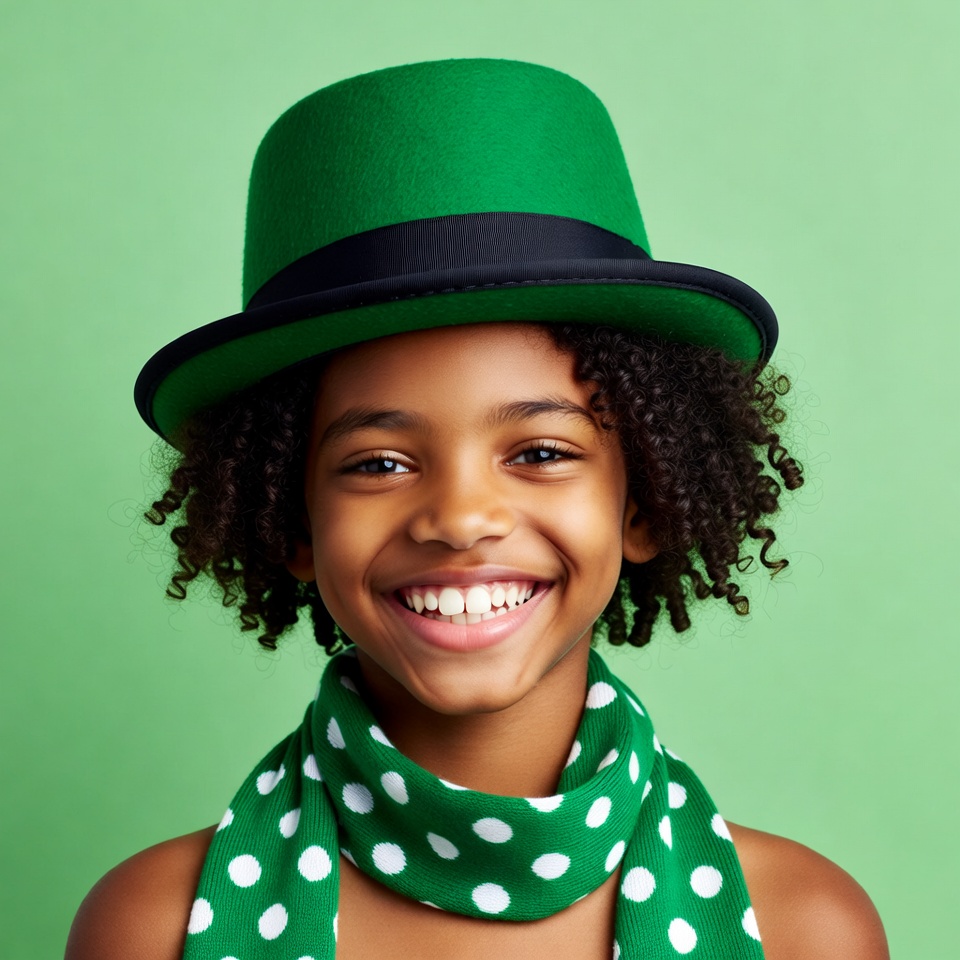Black girl wearing green top hat Black girl wearing green top hat