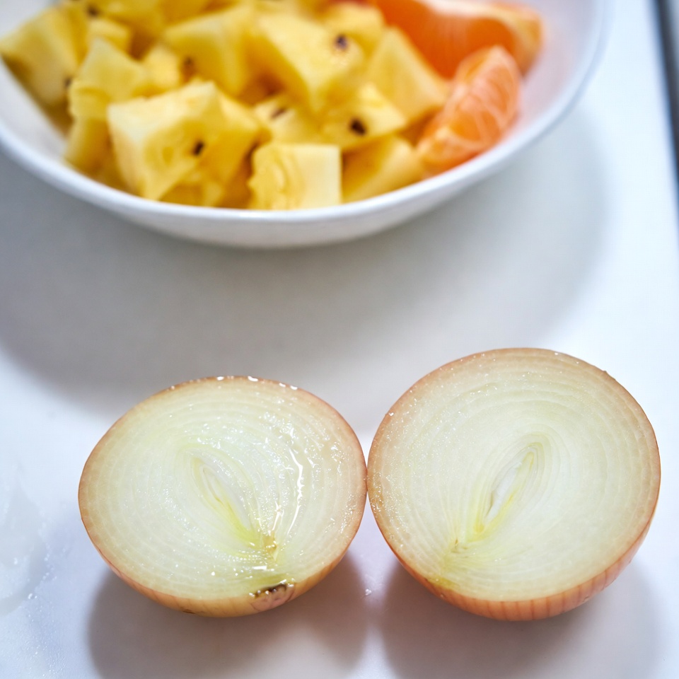 Sliced Onions and Pineapple Fruit Bowl Sliced Onions and Pineapple Fruit Bowl