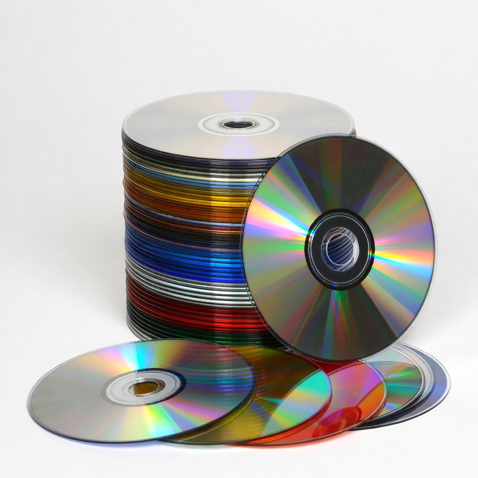Stack of colorful CDs and discs Stack of colorful CDs and discs