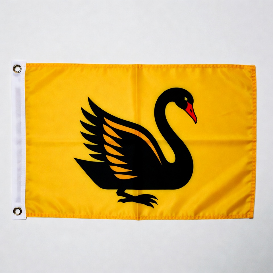 Black swan on yellow flag Black swan on yellow flag