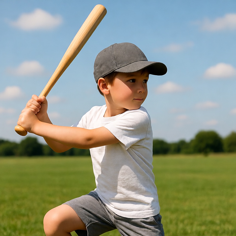 Boy swinging baseball bat outdoors Boy swinging baseball bat outdoors