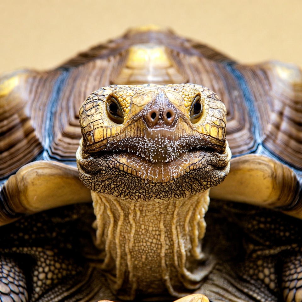 Close-up of sulcata tortoise face Close-up of sulcata tortoise face