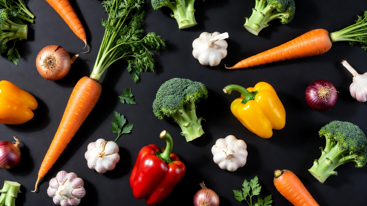 Fresh vegetables on black background Fresh vegetables on black background