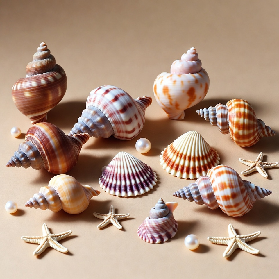 Colorful Seashells and Pearls Colorful Seashells and Pearls