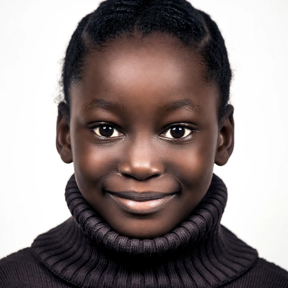Smiling African girl in turtleneck Smiling African girl in turtleneck