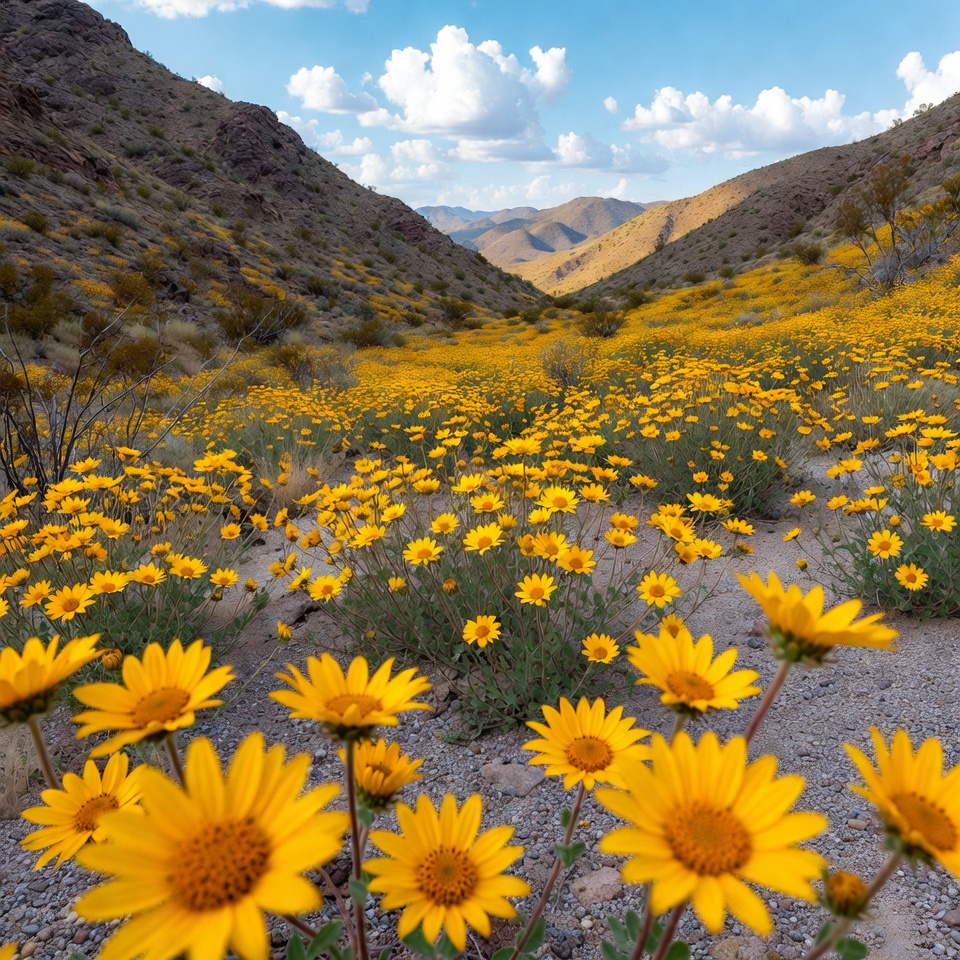 Yellow Wildflowers in Desert Canyon Yellow Wildflowers in Desert Canyon