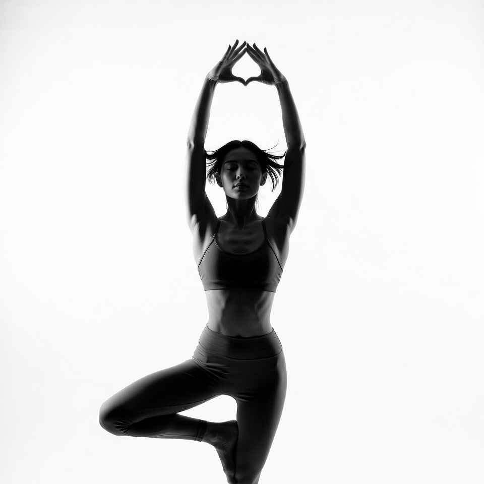 Woman making heart shape yoga pose Woman making heart shape yoga pose