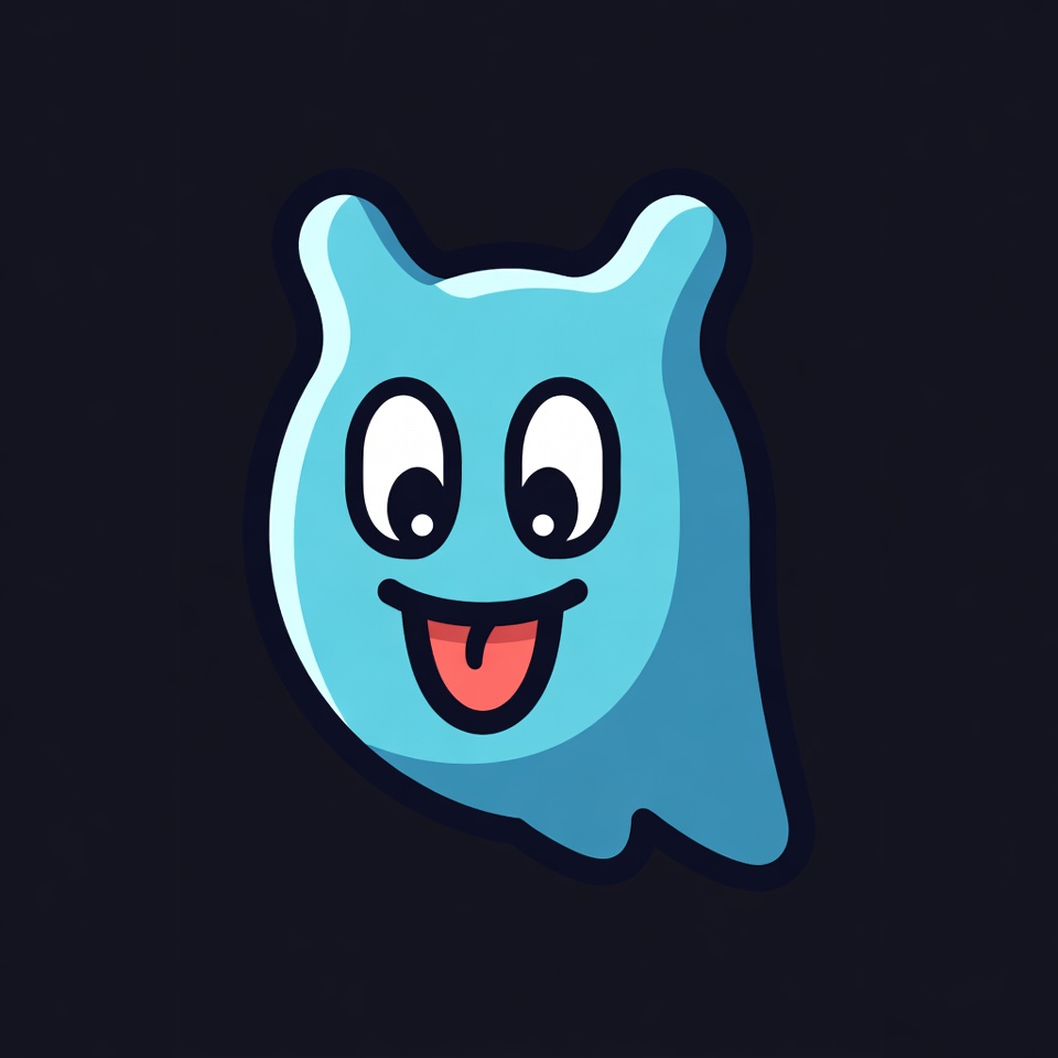 Cartoon Blue Ghost Smiling Cartoon Blue Ghost Smiling