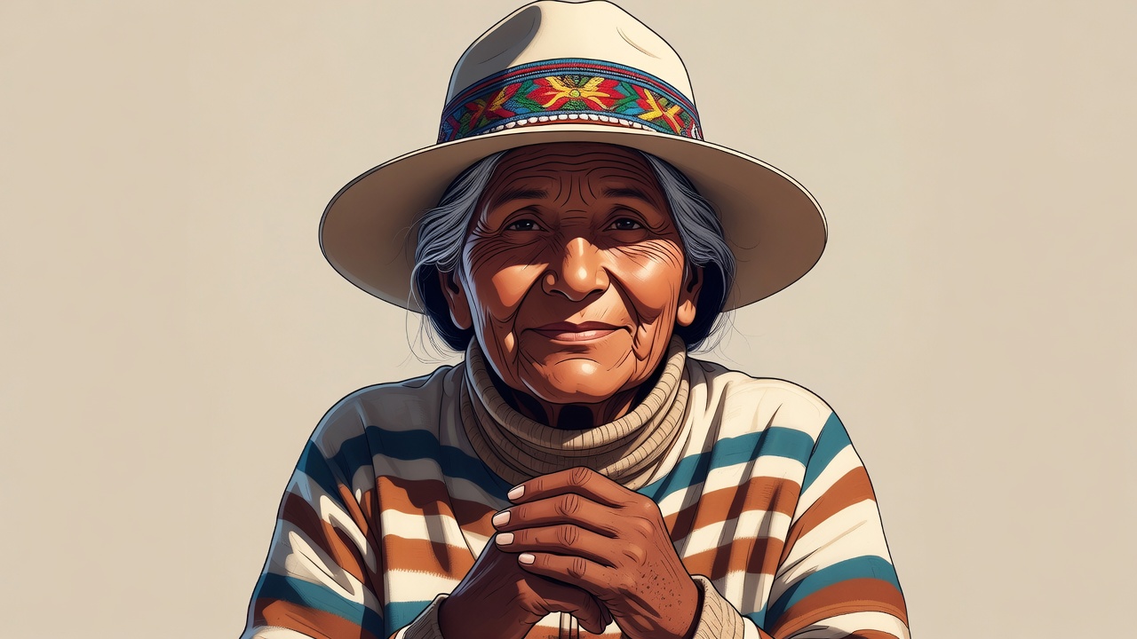 Indigenous woman in embroidered hat Indigenous woman in embroidered hat