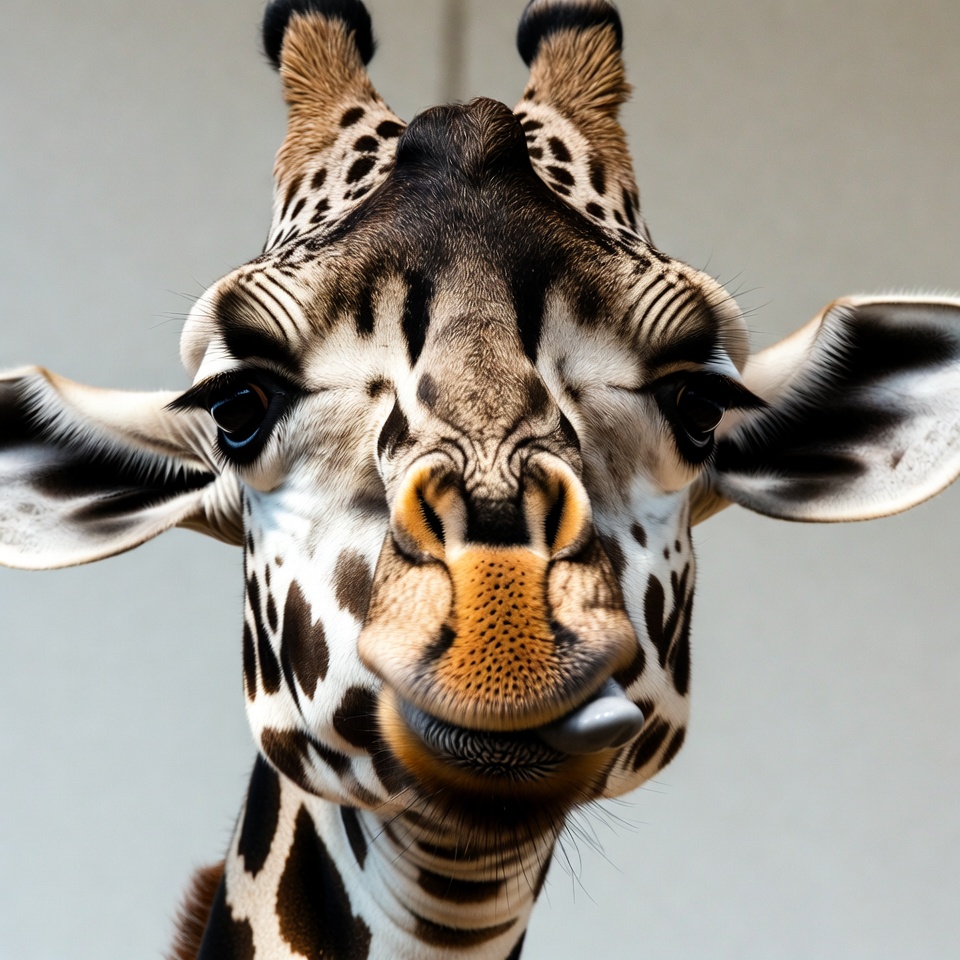 Giraffe sticking out tongue Giraffe sticking out tongue