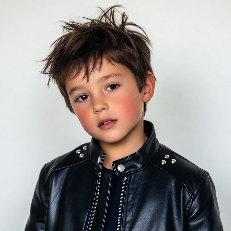 Boy in black leather jacket Boy in black leather jacket