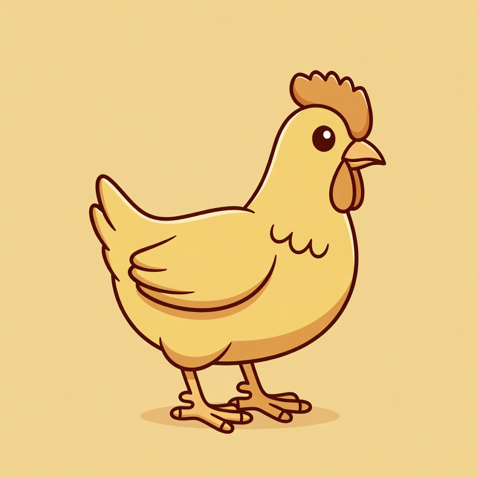 Cute cartoon yellow chicken standing Cute cartoon yellow chicken standing