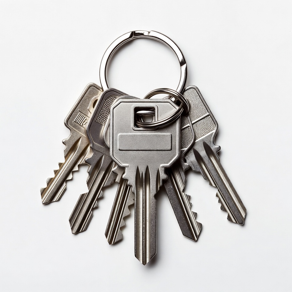 Silver keys on keyring Silver keys on keyring