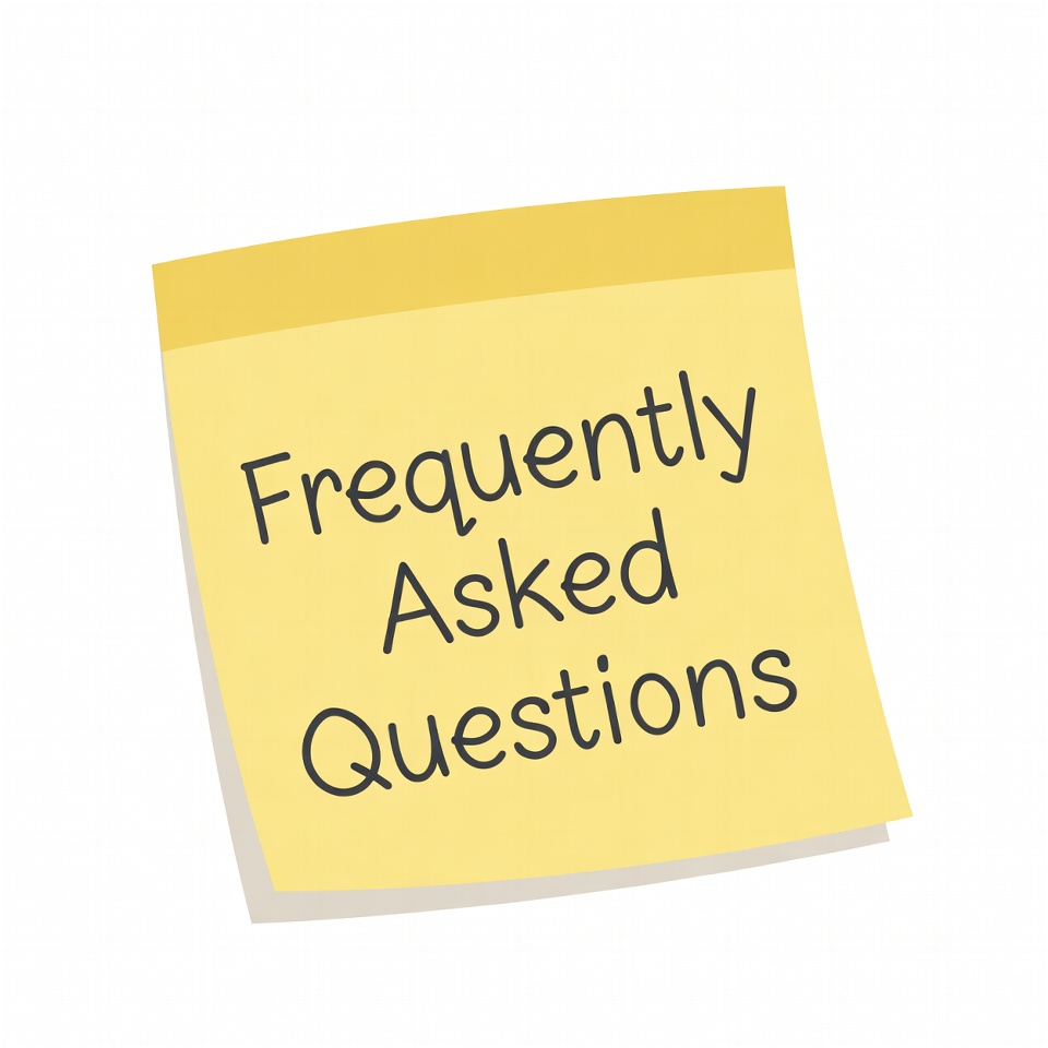 Yellow sticky note FAQ illustration Yellow sticky note FAQ illustration