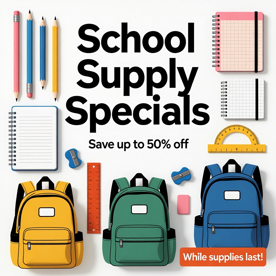 School Supply Specials Illustration School Supply Specials Illustration