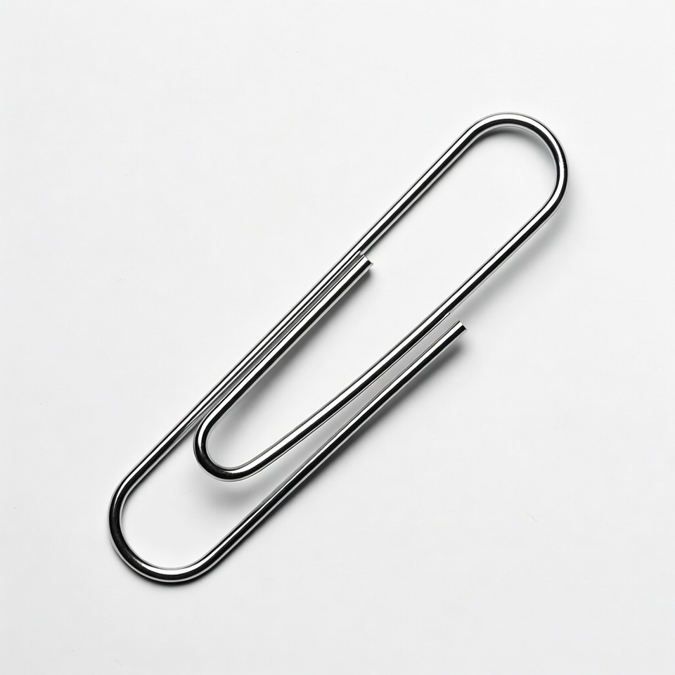 Silver paper clip isolated Silver paper clip isolated