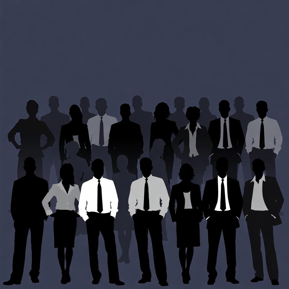 Silhouette of diverse business team Silhouette of diverse business team