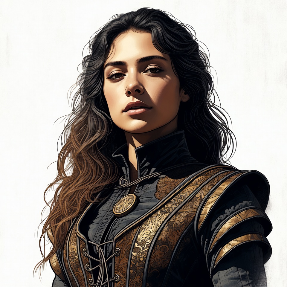 Fantasy woman in ornate black armor Fantasy woman in ornate black armor