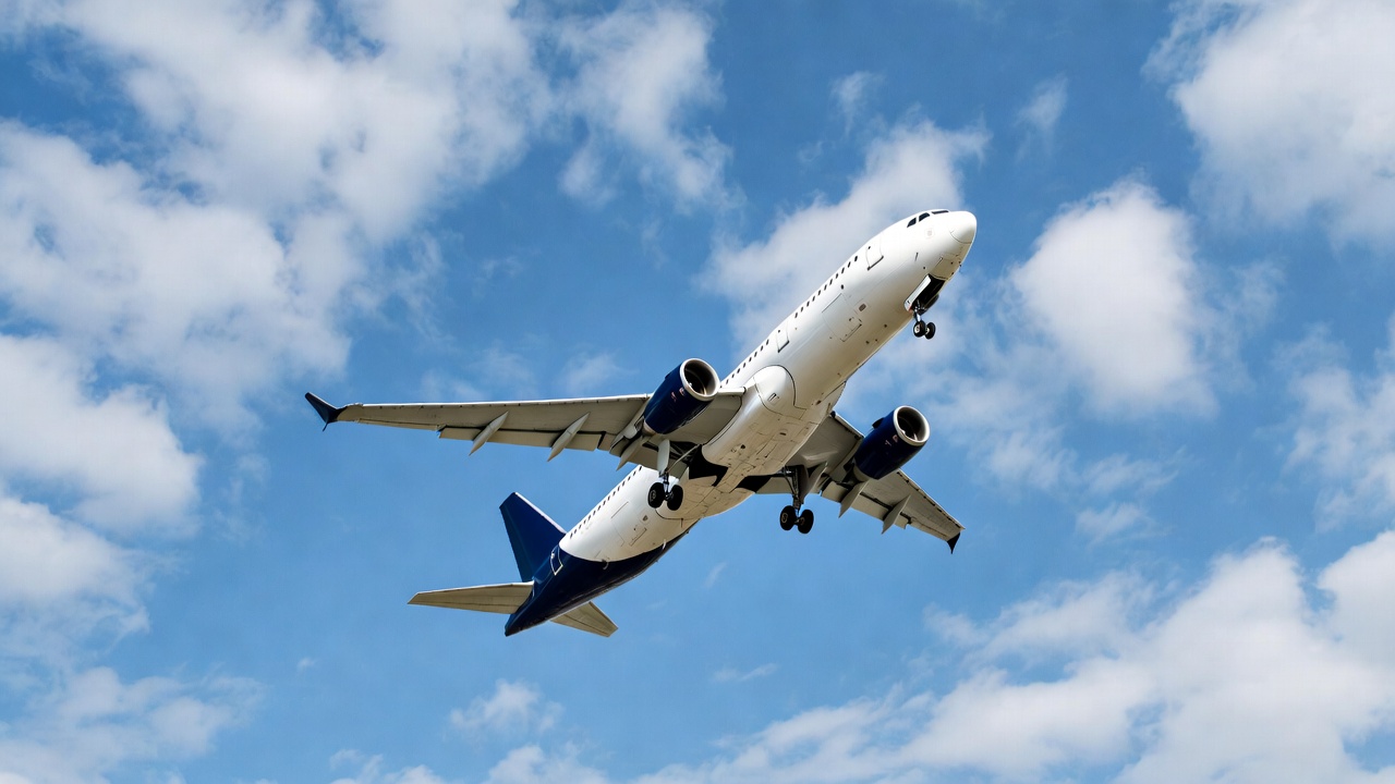 White airplane flying in blue sky White airplane flying in blue sky