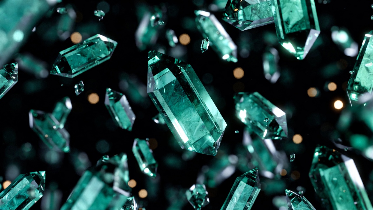 Floating Emerald Green Crystals Floating Emerald Green Crystals