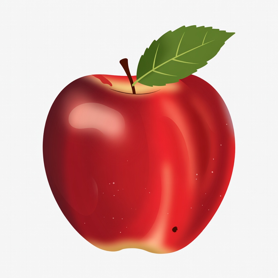 Red apple with green leaf Red apple with green leaf