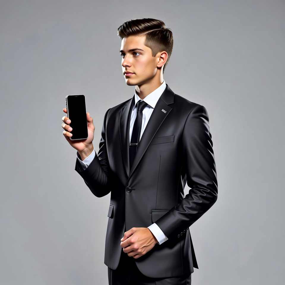 Young man holding blank smartphone Young man holding blank smartphone
