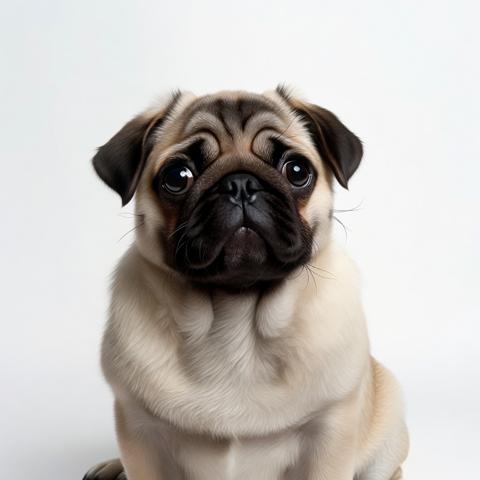 Cute Pug Puppy on White Background Cute Pug Puppy on White Background