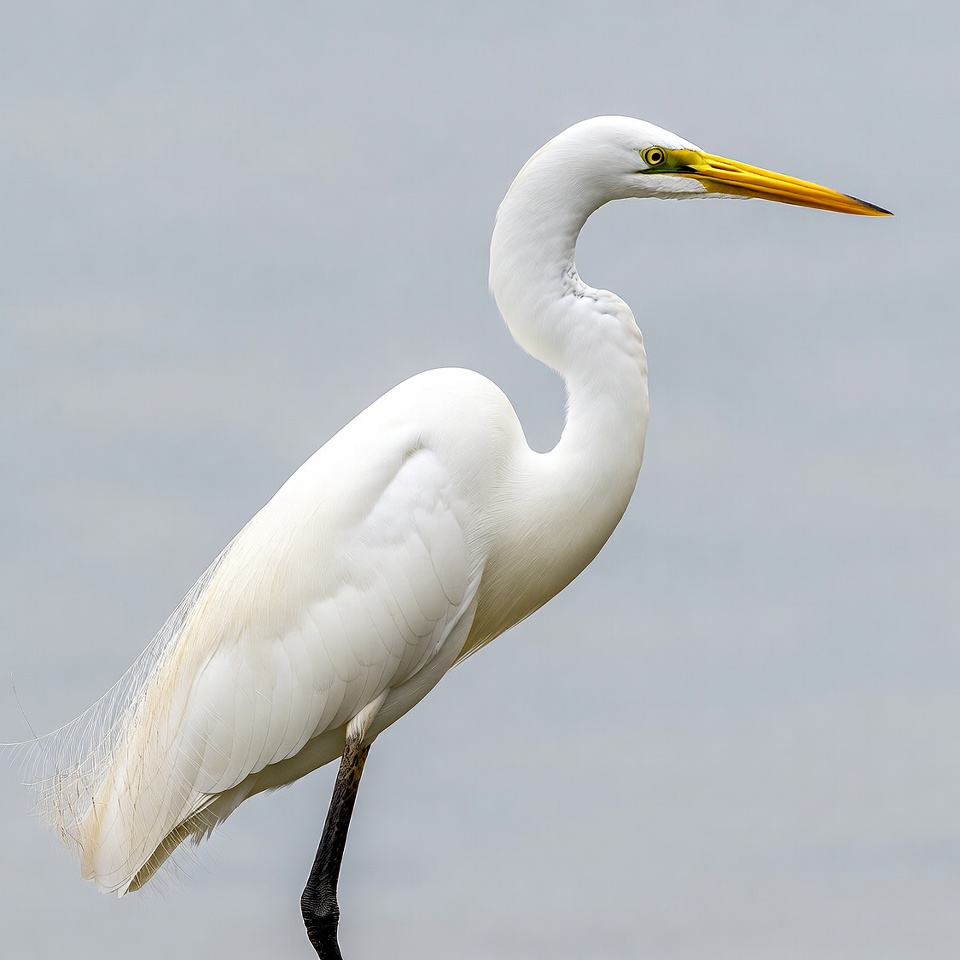 Great Egret Standing on Leg Great Egret Standing on Leg