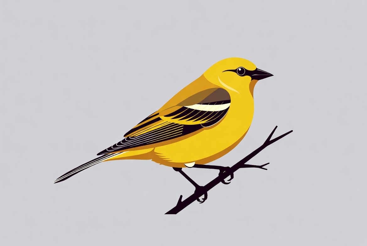 Evening Grosbeak Bird on Branch Evening Grosbeak Bird on Branch