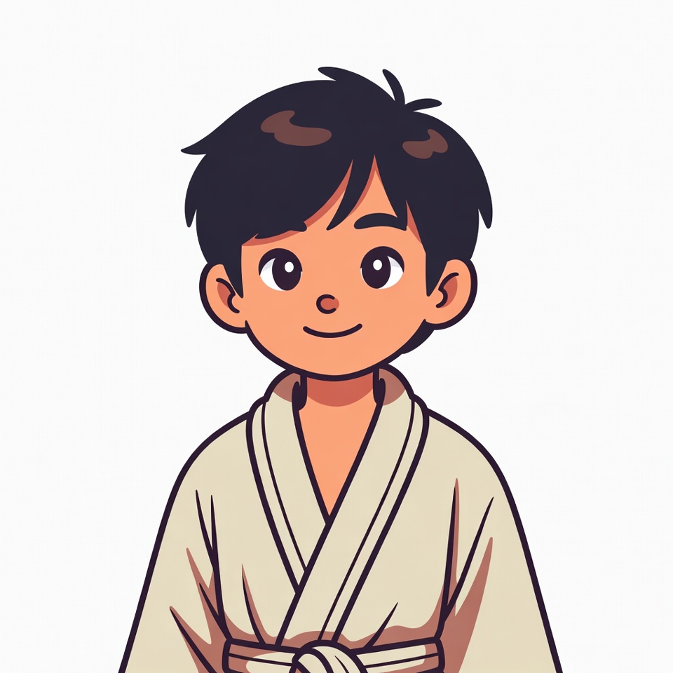 Asian boy in white karate gi Asian boy in white karate gi