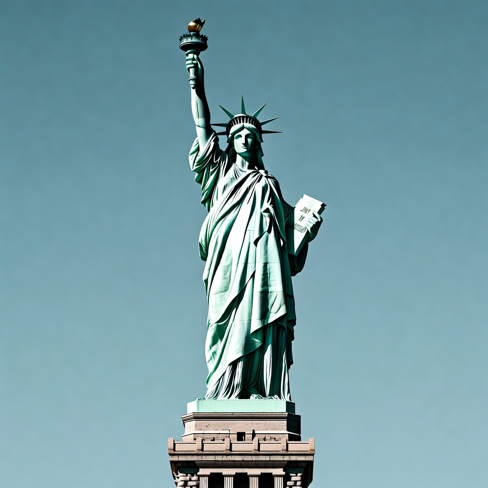 Statue of Liberty on blue background Statue of Liberty on blue background