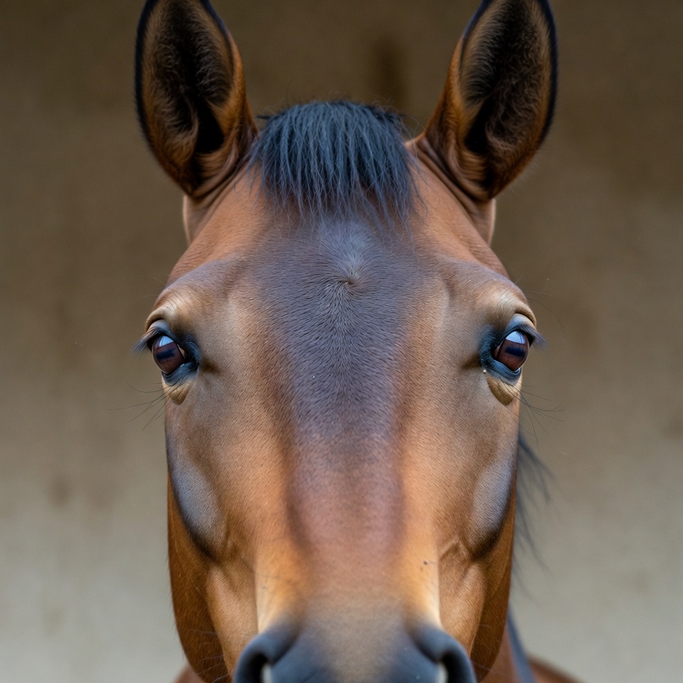 Close-up brown horse face Close-up brown horse face