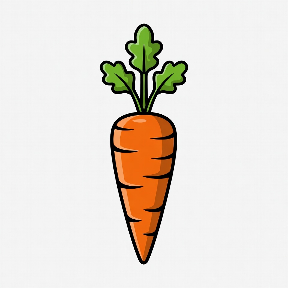 Cartoon carrot with green leaves Cartoon carrot with green leaves